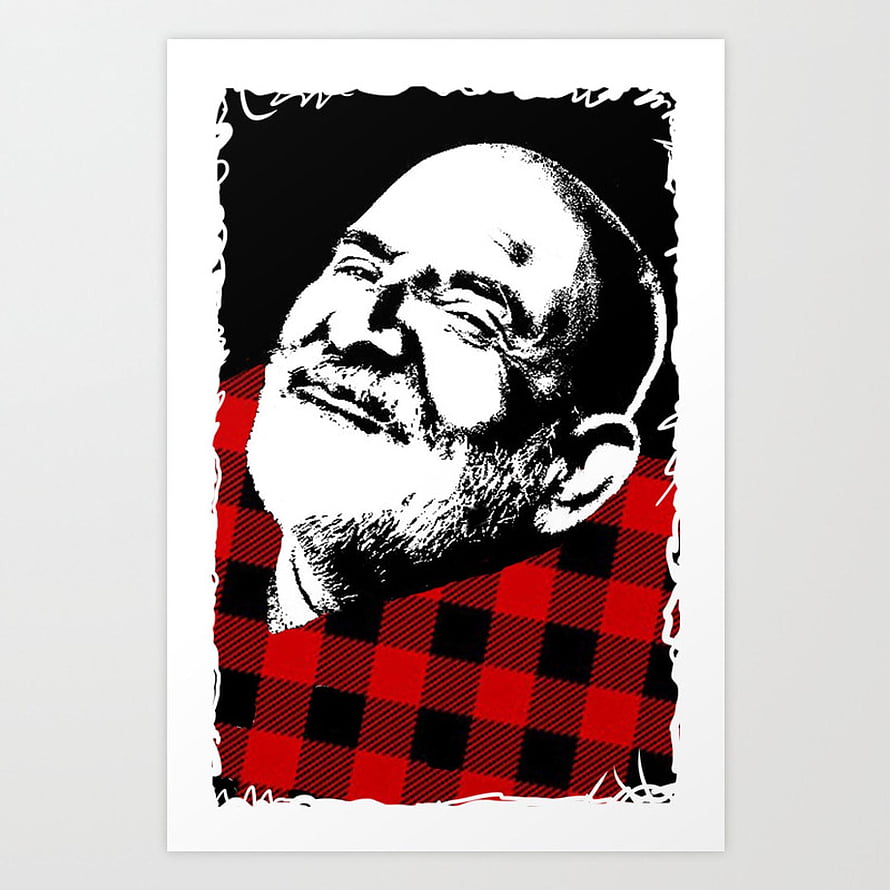 Artistic Portrait of a Smiling Man in Red Plaid Shirt, Neem Karoli Baba Art Print by pantrinitydas, #neem karoli baba HD phone wallpaper