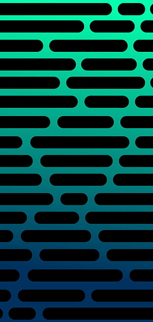 Abstract Geometric Pattern with Black Rounded Shapes on Teal to Blue Gradient Background HD phone wallpaper