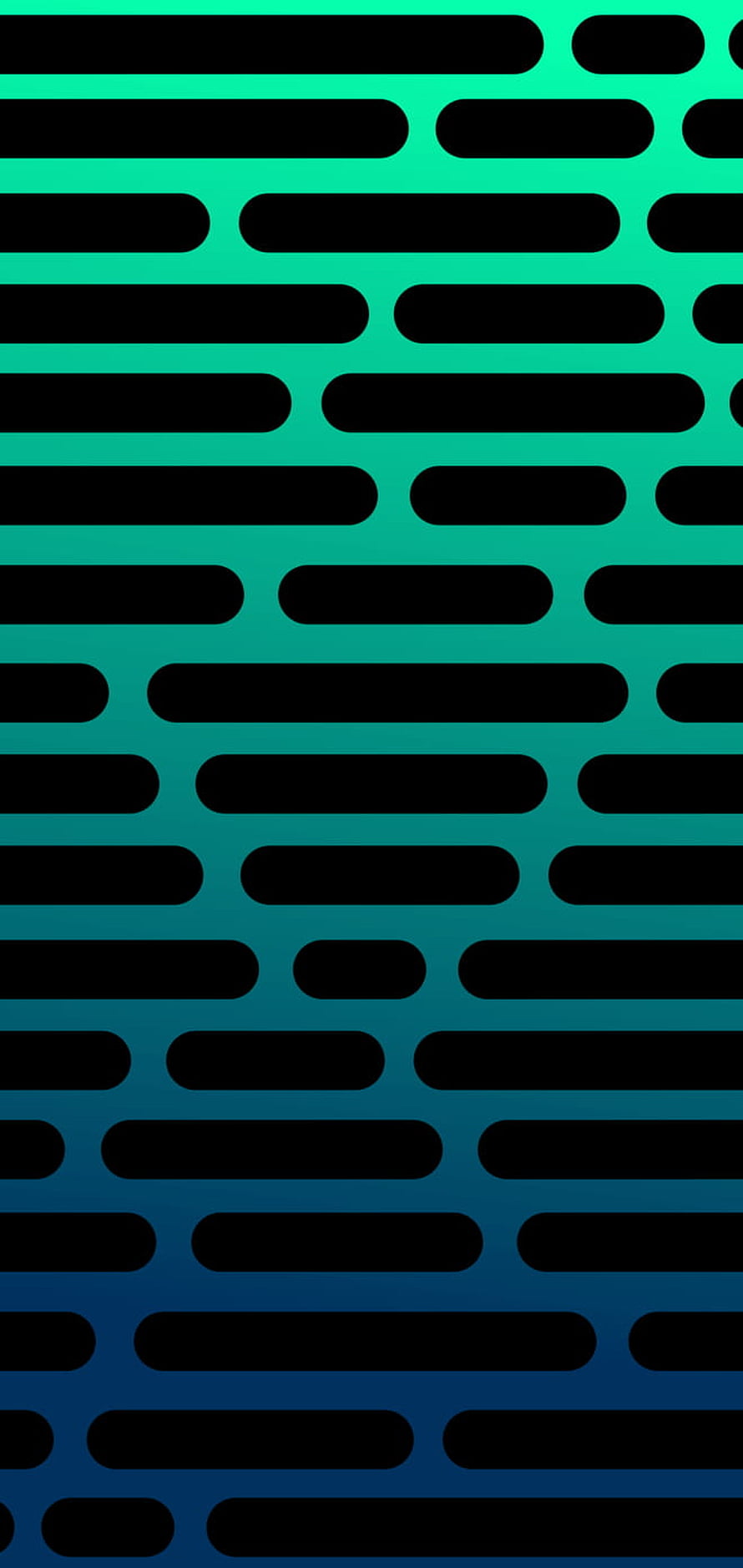 Abstract Geometric Pattern with Black Rounded Shapes on Teal to Blue Gradient Background HD phone wallpaper