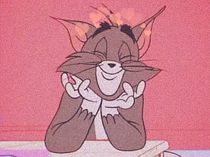 Tom from Tom and Jerry Smiling with Hearts in Vintage Cartoon Style HD wallpaper