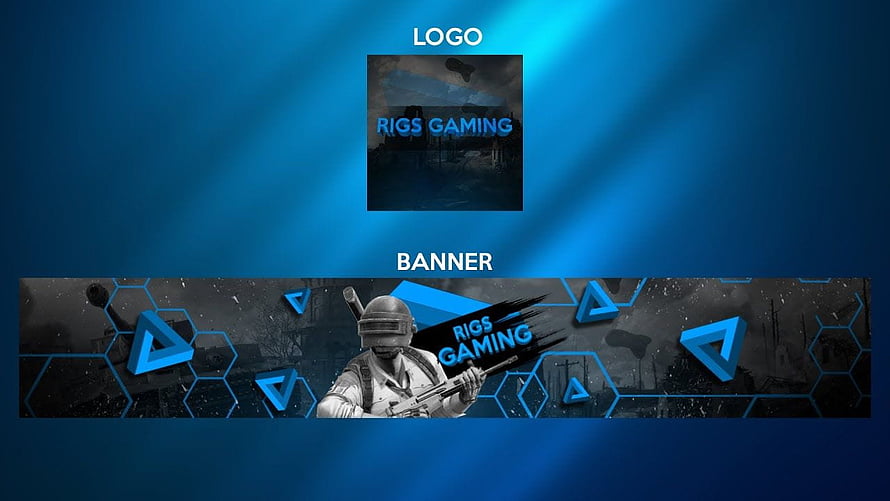Blue Gaming YouTube Banner Template with PUBG Soldier and Hexagon Design HD wallpaper