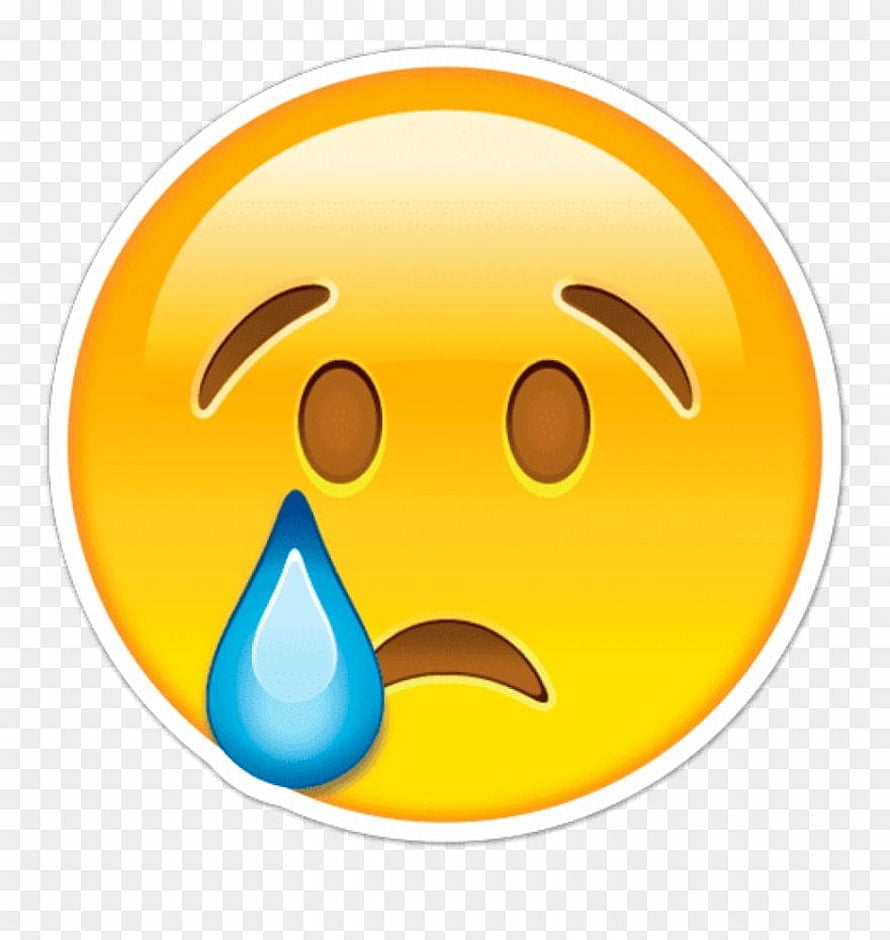 Sad Face Emoji With Blue Sweat Drop Illustration HD phone wallpaper