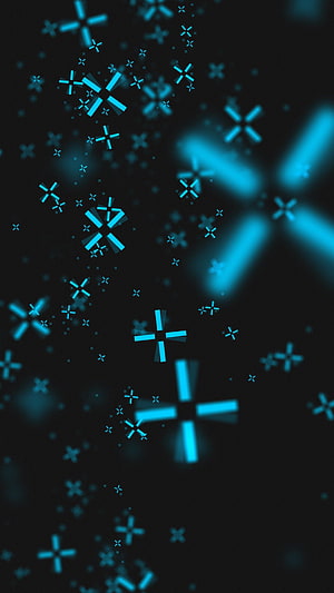 Glowing Cyan Snowflakes on Dark Background Abstract Winter Wallpaper HD phone wallpaper