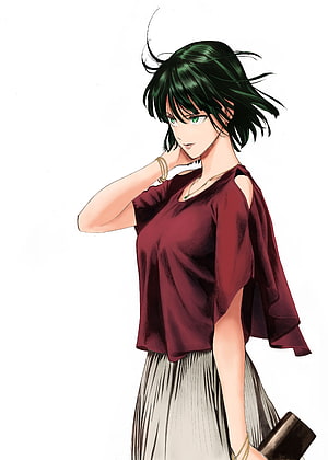 Fubuki from One Punch Man in a Maroon Top and Pleated Skirt, Fubuki One Punch Man HD phone wallpaper