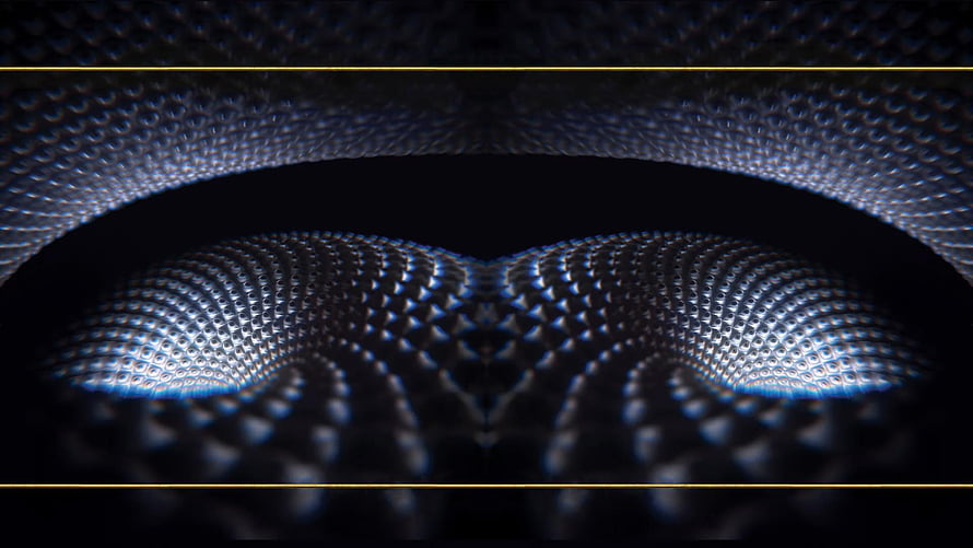 Tool Fear Inoculum Abstract Geometric Pattern with Blue and Gold Accents HD wallpaper
