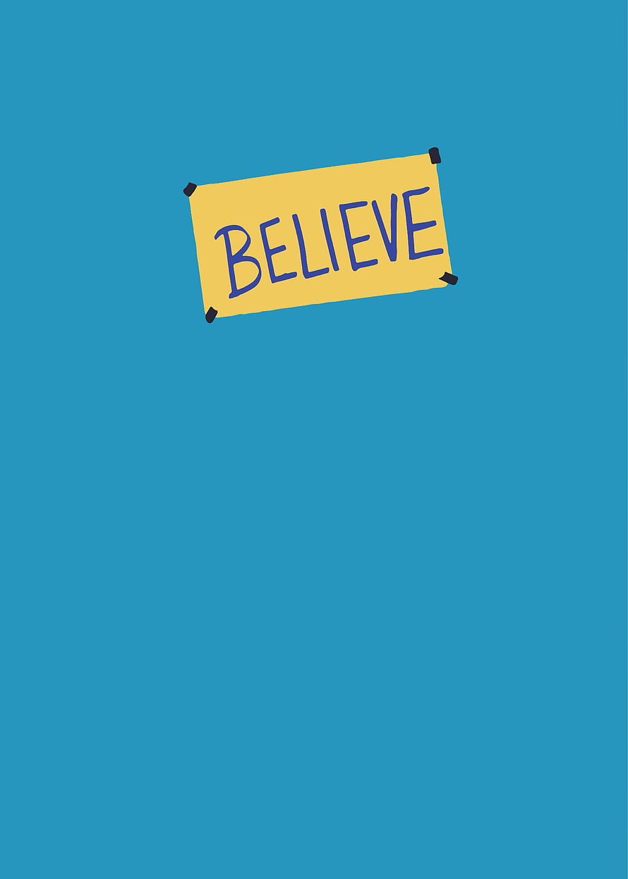 Ted Lasso Believe Note Minimalist Blue Wallpaper HD phone wallpaper