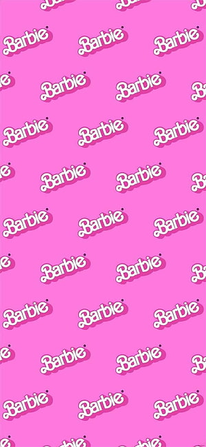 Barbie Logo Pattern Wallpaper - Pink Background with White Text HD phone wallpaper