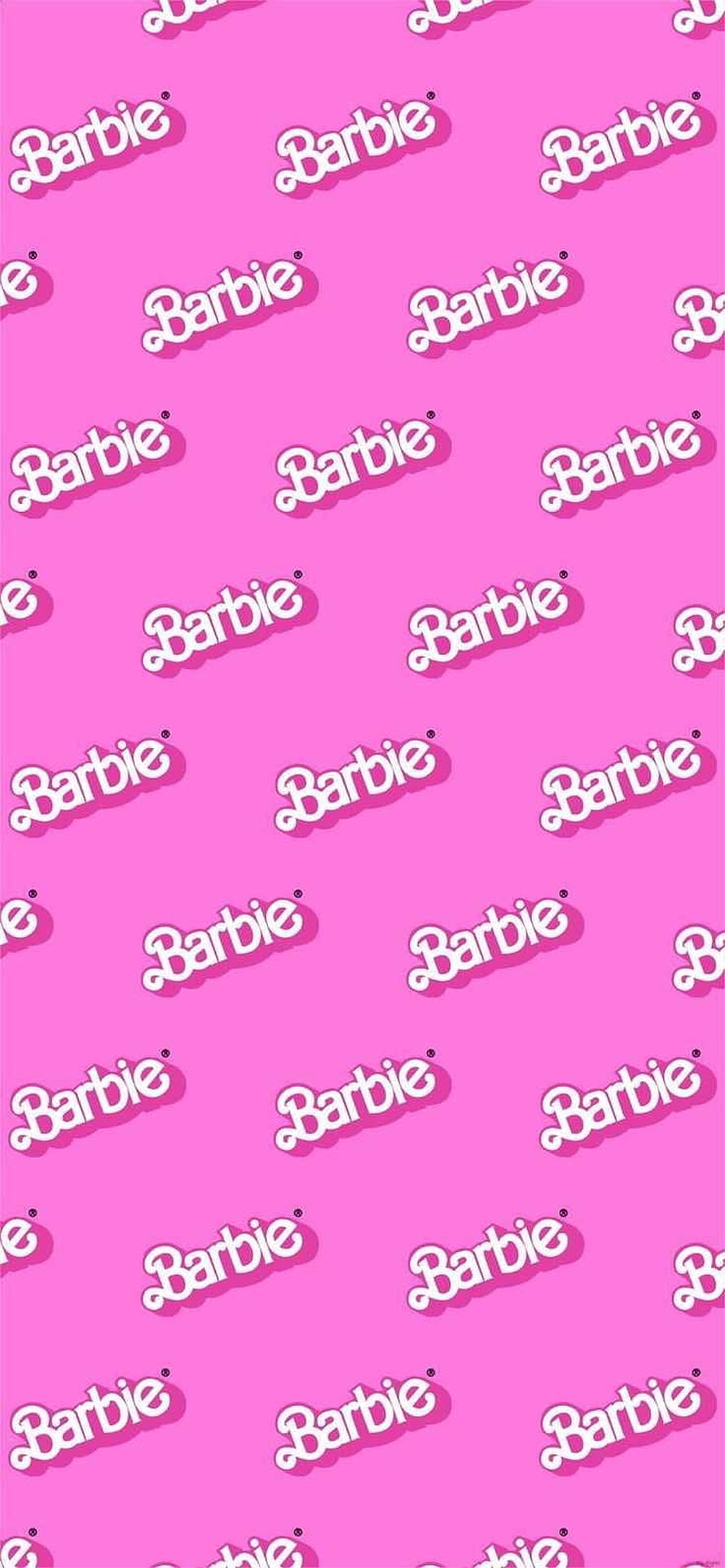 Barbie Logo Pattern Wallpaper - Pink Background with White Text HD phone wallpaper