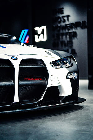 BMW M4 GT3 Front Fascia with Carbon Fiber Grille and Aggressive Aerodynamics HD phone wallpaper