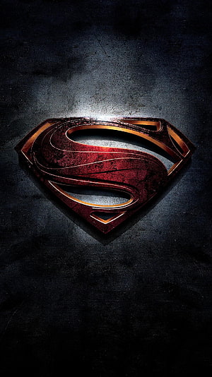 Dark Textured Superman S-Shield Logo on Black Background, Man of Steel , mobile superman HD phone wallpaper