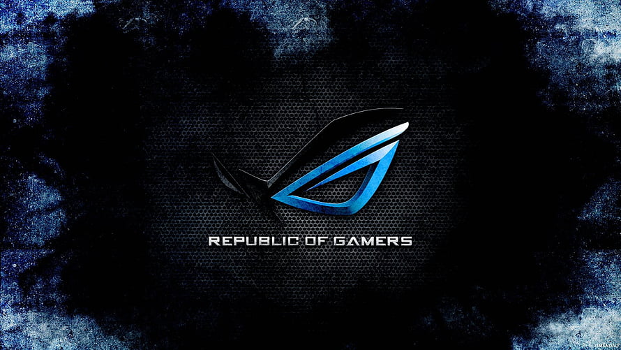 Republic of Gamers ROG Eye Logo on Dark Textured Background HD wallpaper