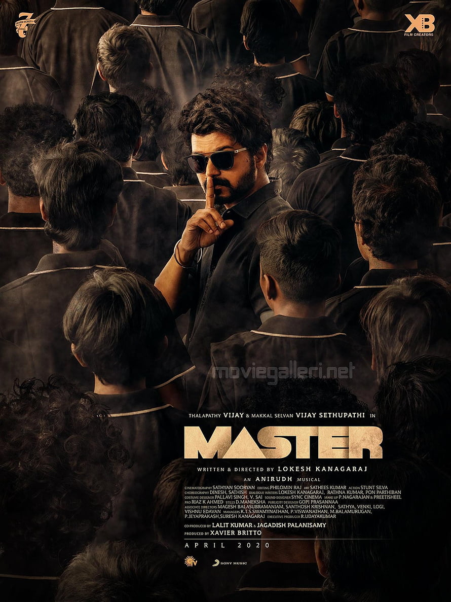 Master Movie Poster Featuring Vijay Sethupathi In Sunglasses Surrounded By Students HD phone wallpaper