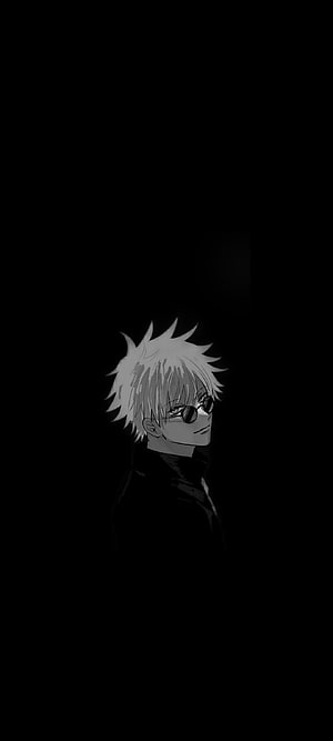 Gojo Satoru Jujutsu Kaisen Anime Character in Dark Monochrome Portrait HD phone wallpaper