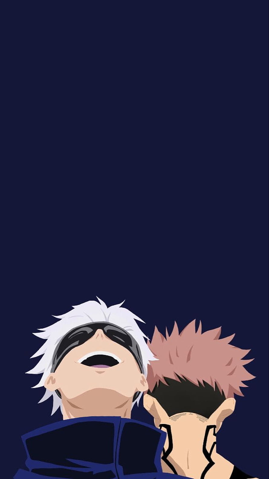 Gojo Satoru and Sukuna Anime Illustration on Dark Blue Background HD phone wallpaper