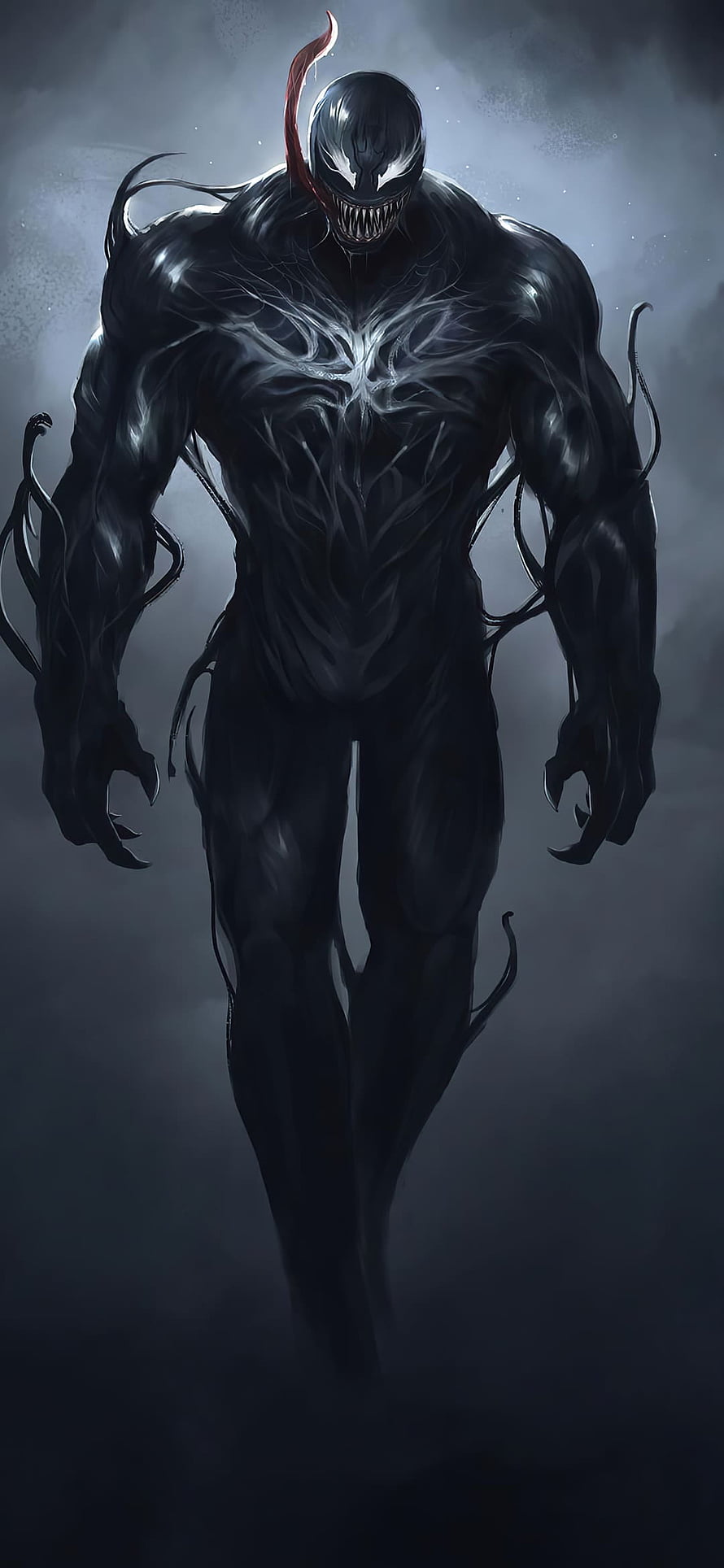 Venom Marvel Character Dark Symbiote Monster Illustration HD phone wallpaper