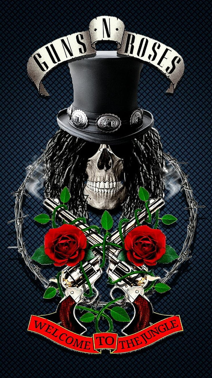 Guns N Roses Welcome to the Jungle Skull and Roses Rock Art HD phone wallpaper