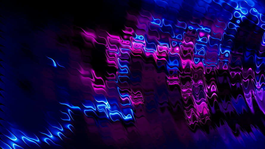 Vibrant Neon Purple and Blue Abstract Liquid Waves on Dark Background HD wallpaper