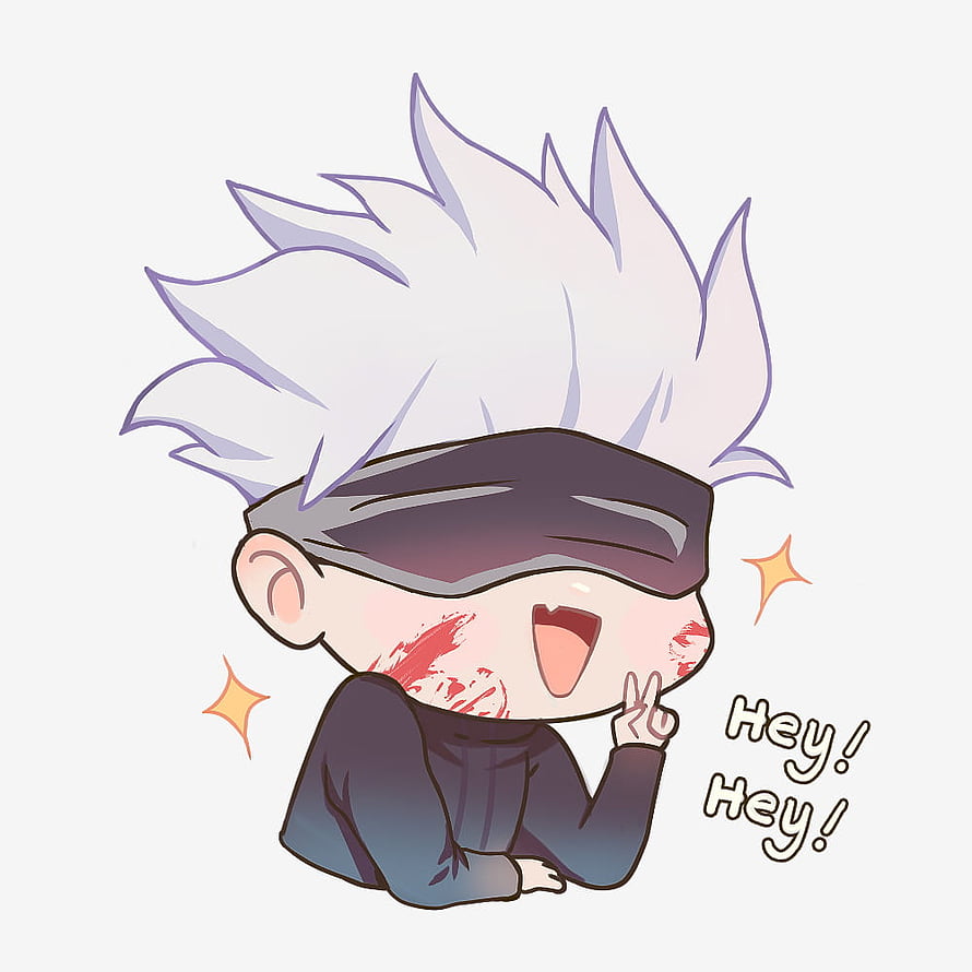 Cute chibi Gojo Satoru from Jujutsu Kaisen with blindfold and peace sign HD phone wallpaper