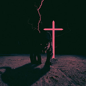 The Weeknd Starboy Album Artwork with Pink Cross and Lightning HD phone wallpaper