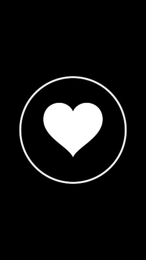 Minimalist White Heart Icon Inside Circle on Black Background HD phone wallpaper