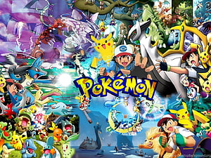 Pokemon 25th Anniversary Celebration Wallpaper Featuring Ash, Pikachu, and Legendary Creatures HD wallpaper