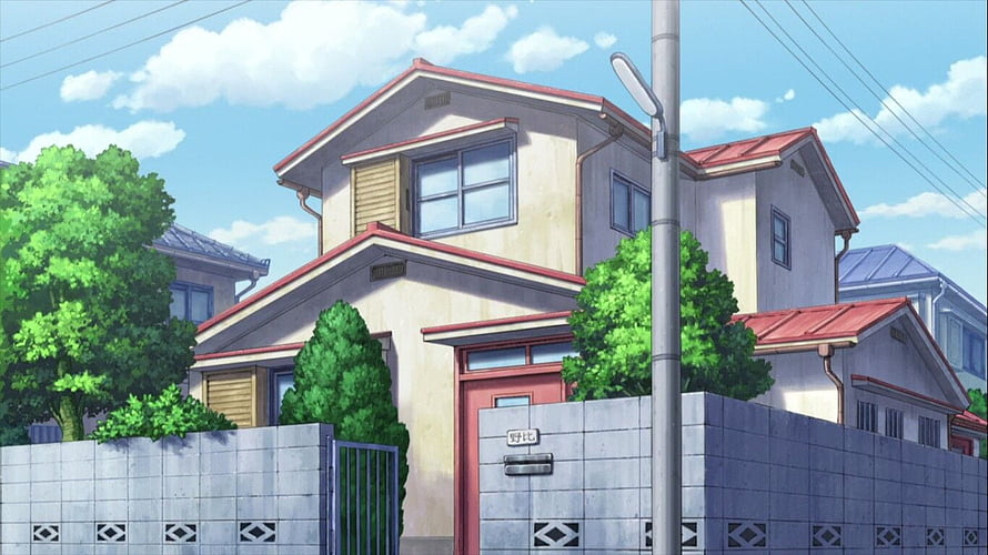 Nobita House Exterior in Doraemon Anime Neighborhood Setting HD wallpaper