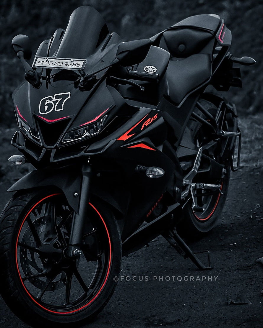 Yamaha YZF R15 V3 Black and Red Sport Motorcycle with Number 67 HD phone wallpaper