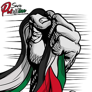 Save Palestine Solidarity Illustration With Raised Fist And Flag Colors HD phone wallpaper