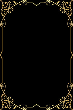 Elegant Gold Ornamental Border Frame on Black Background HD phone wallpaper