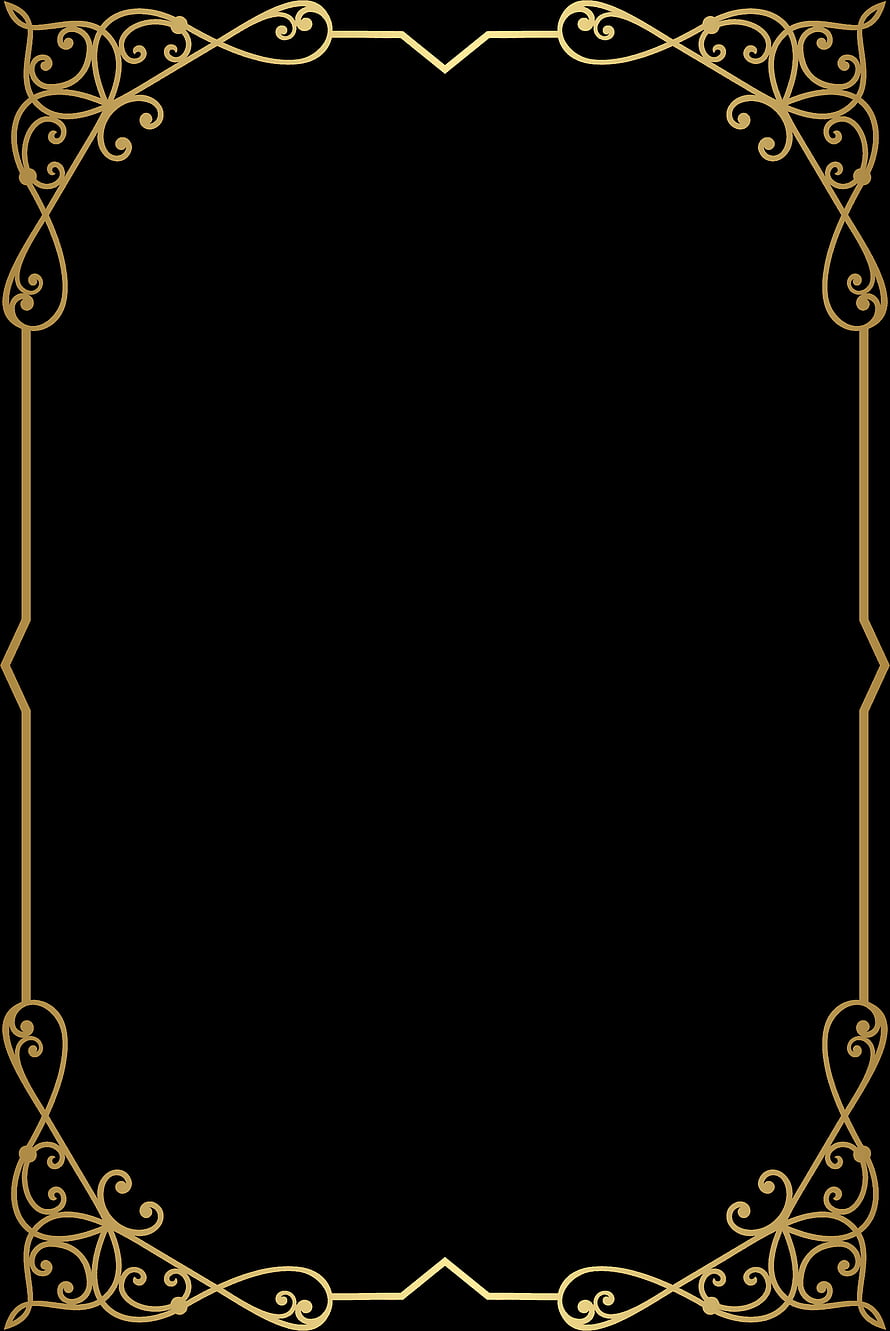 Elegant Gold Ornamental Border Frame on Black Background HD phone wallpaper