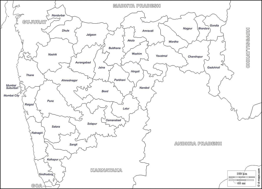 Detailed Political Map of Maharashtra State India Showing Districts and Neighboring Regions HD wallpaper