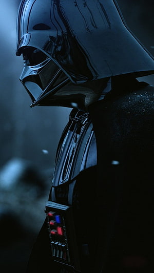 Darth Vader Profile Portrait in Dark Blue Cinematic Lighting HD phone wallpaper