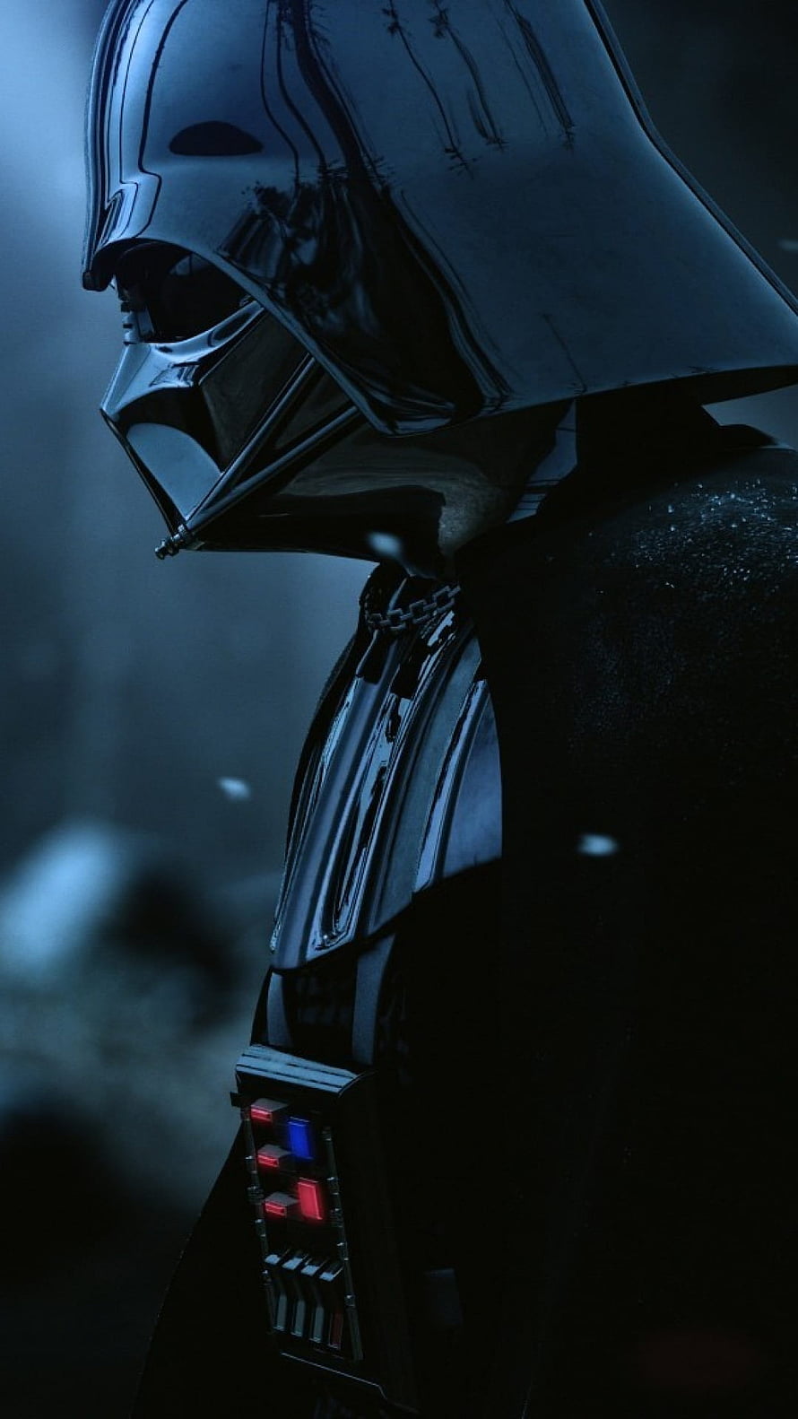 Darth Vader Profile Portrait in Dark Blue Cinematic Lighting HD phone wallpaper