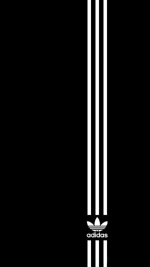 Minimalist Adidas Trefoil Logo with Vertical Stripes on Black Background HD phone wallpaper