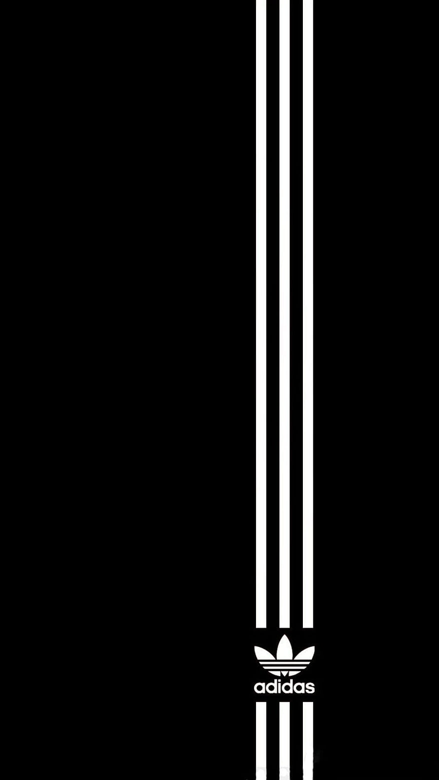 Minimalist Adidas Trefoil Logo with Vertical Stripes on Black Background HD phone wallpaper