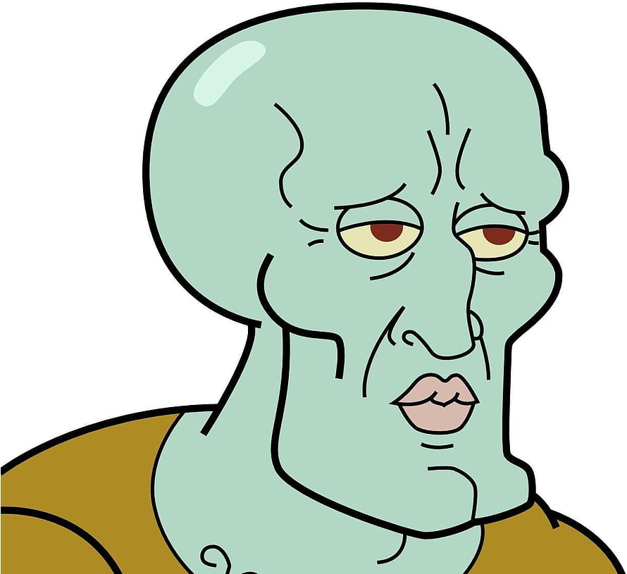 Squidward Tentacles Close-Up Portrait With Tired Expression And Yellow Shirt HD wallpaper