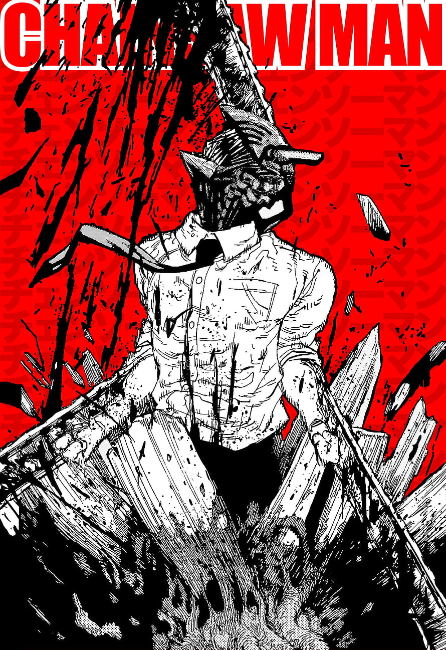 Chainsaw Man Manga Illustration of Denji Bursting Through Wood, Chainsaw Man Manga Cover, #chainsaw man HD phone wallpaper