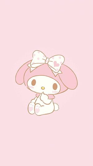 Cute My Melody Character With Pink Bow On Soft Pastel Background HD phone wallpaper