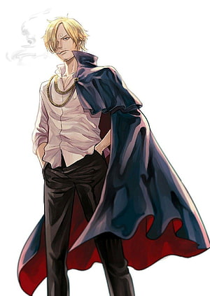 Vinsmoke Sanji Anime Character Illustration in Cape and Gold Chain HD phone wallpaper