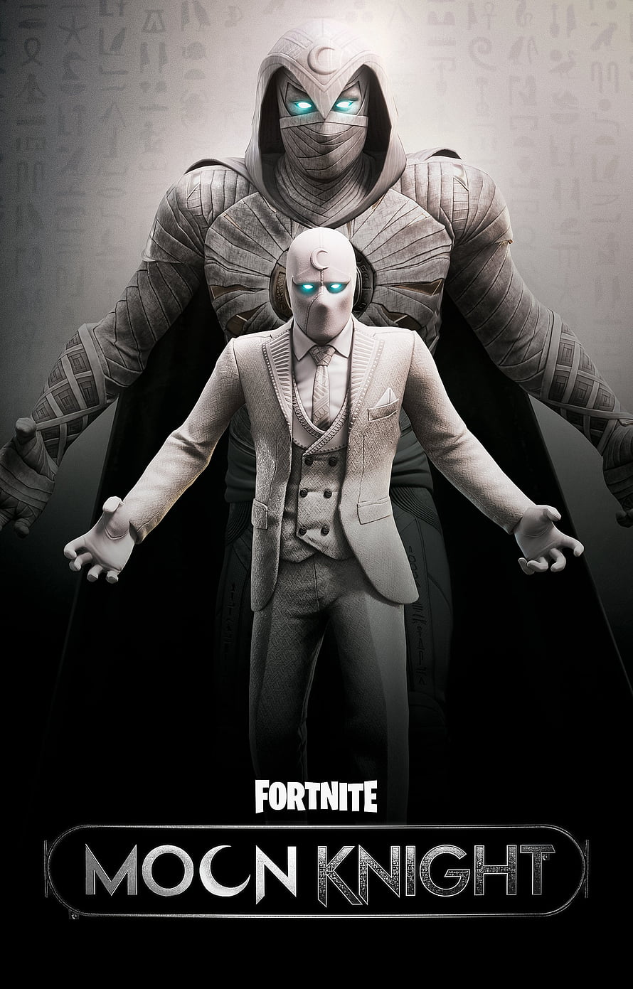 Moon Knight Fortnite Collaboration Character Artwork with Glowing Eyes and Mummy Suit HD phone wallpaper