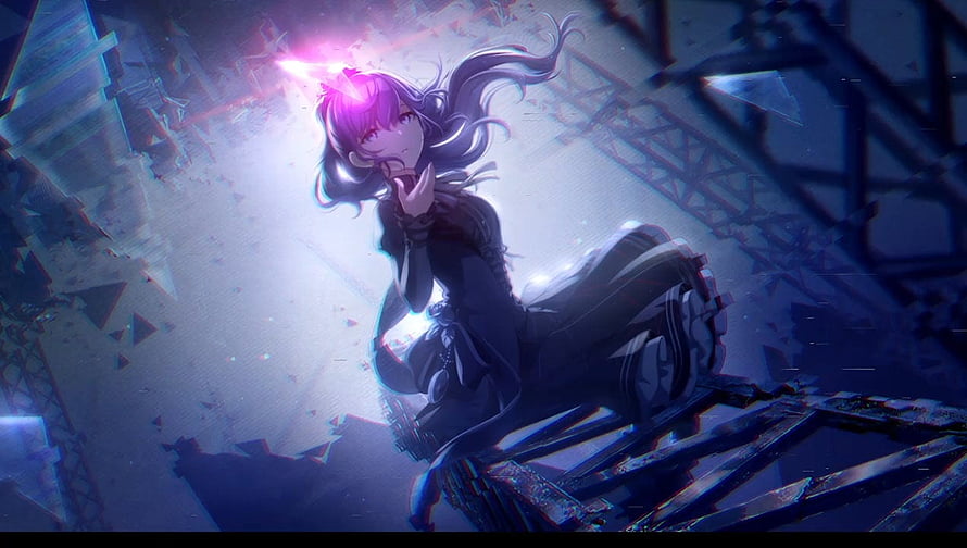 Mafuyu Kurosawa from Project Sekai in a dramatic anime illustration with glowing pink hair accents HD wallpaper