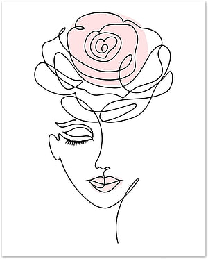 Minimalist One Line Art Woman Face With Rose Flower Blush Pink Abstract Portrait, Boho Minimalist Black and White Face Flower Line Art Blush Pink Abstract Farmhouse Botanical Wall Art Posters Home Living Room Decor Simple Aesthetic Women Prints Decorations Kitchen Bedroom: Posters &, art line aesthetic HD phone wallpaper