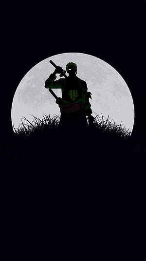 Giyu Tomioka Silhouette Against Full Moon Demon Slayer Anime Wallpaper HD phone wallpaper