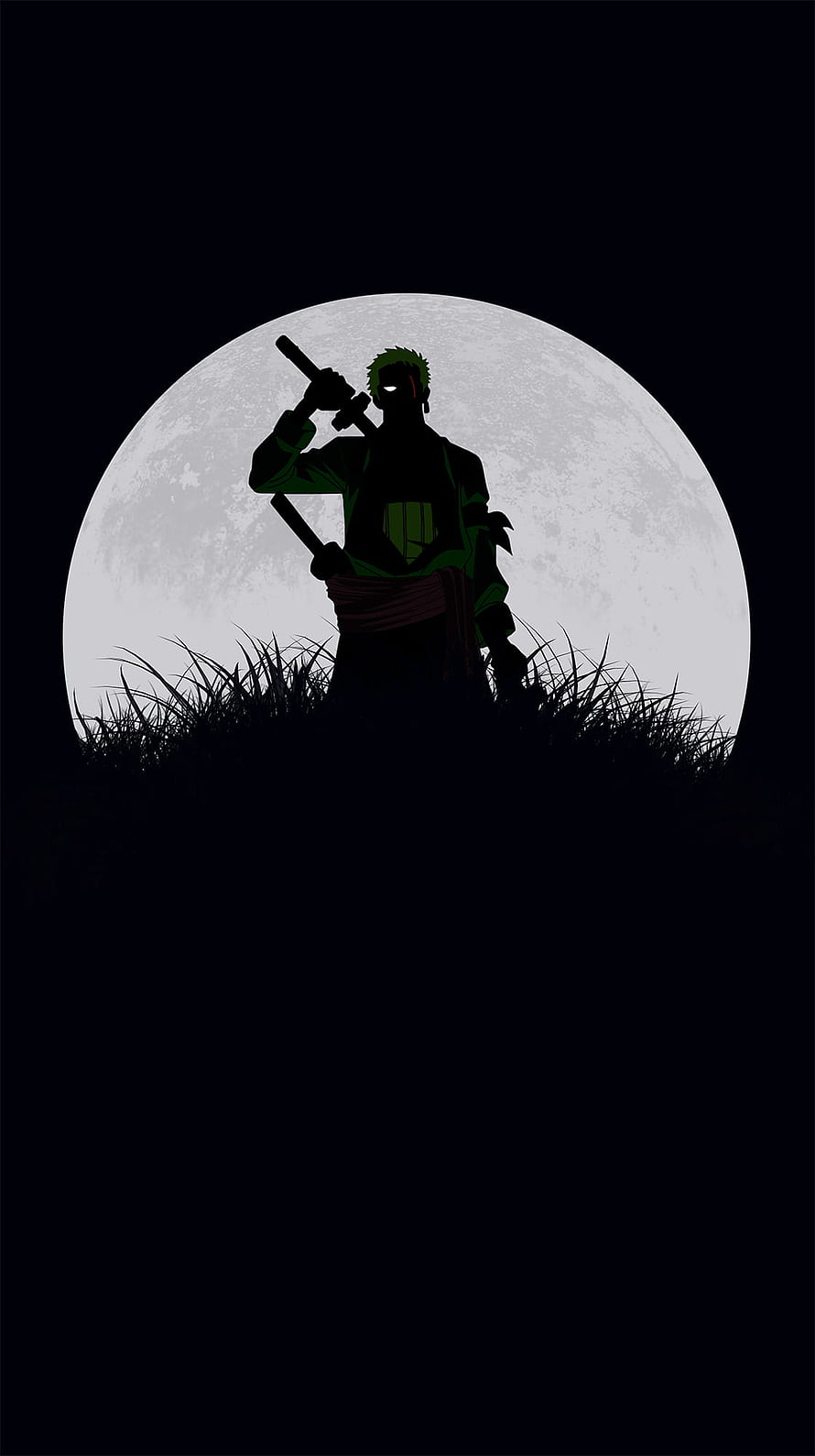 Giyu Tomioka Silhouette Against Full Moon Demon Slayer Anime Wallpaper HD phone wallpaper