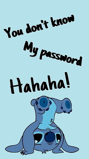 Funny Stitch Lying Down With Upside Down Feet And Laughing Text Quote Wallpaper HD phone wallpaper