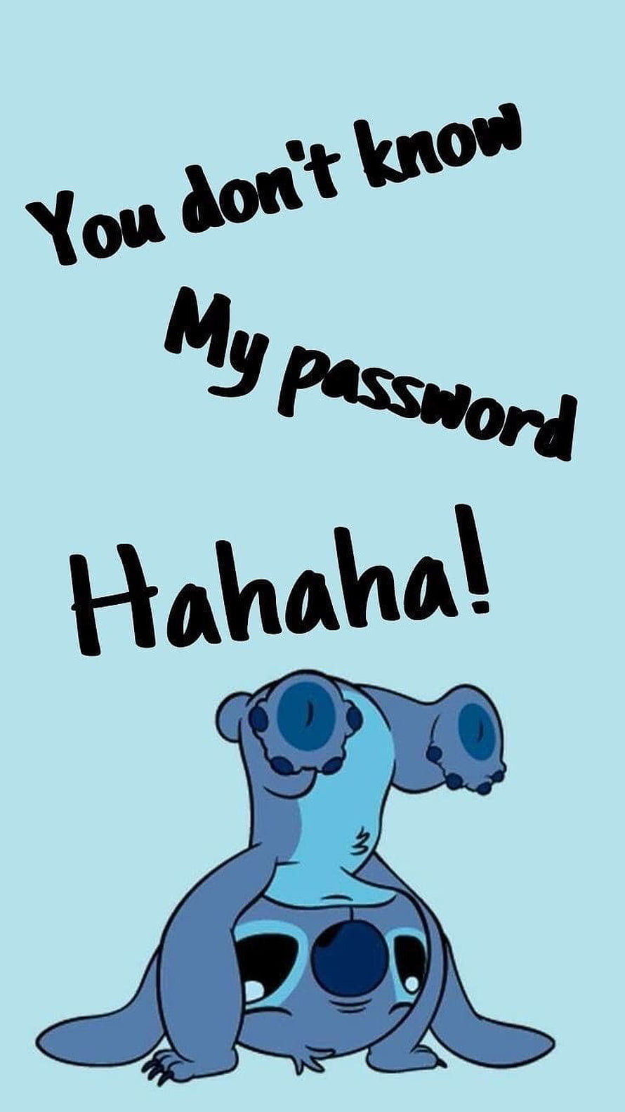 Funny Stitch Lying Down With Upside Down Feet And Laughing Text Quote Wallpaper HD phone wallpaper