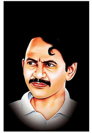 Digital Portrait of a Man with a Mustache and Curly Hair on Black Background, శాఖమూరి, vangaveeti HD phone wallpaper