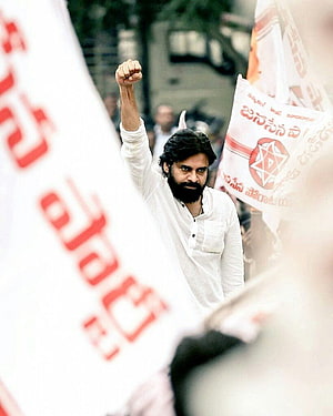 Rajinikanth Raising Fist at Political Rally with Party Flags HD phone wallpaper