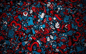Five Nights at Freddy's 3 Red and Blue Doodle Art Wallpaper HD wallpaper