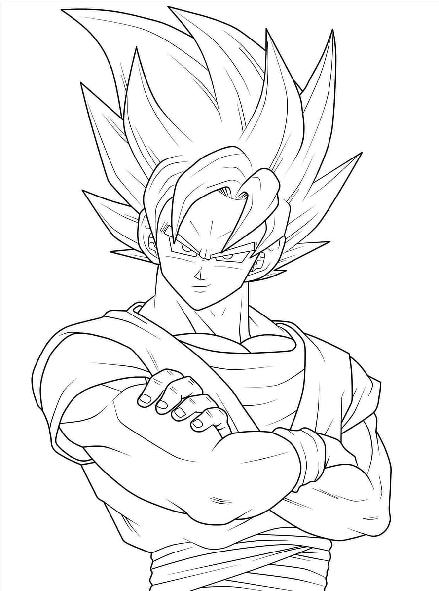 Super Saiyan Goku Coloring Page Line Art HD phone wallpaper